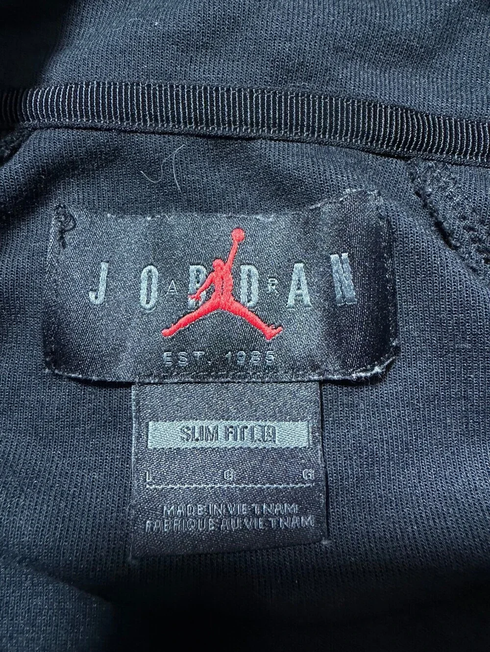 2000s Jordan Slim Fit Black Zip Up Hoodie Size L